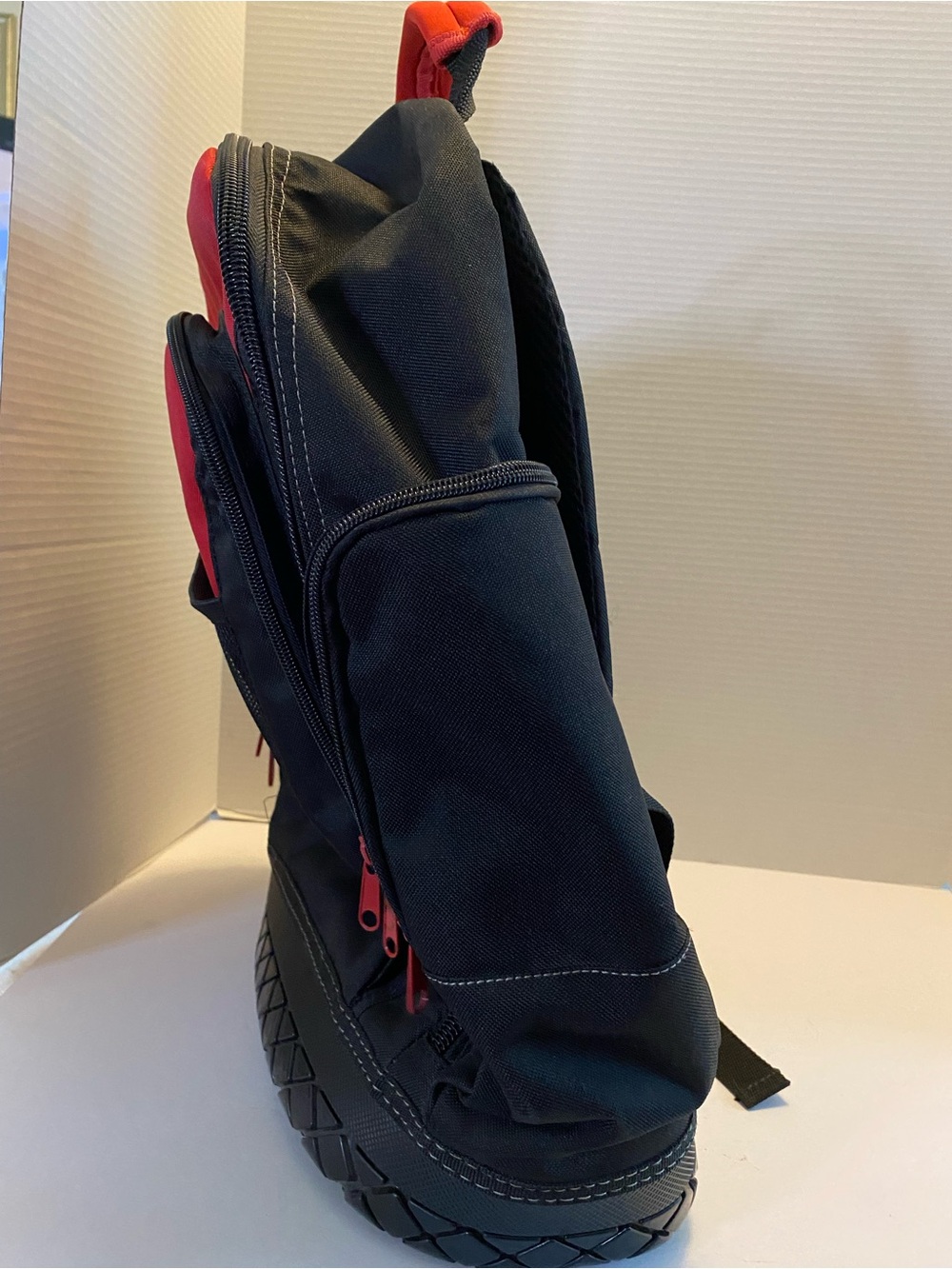 Husky Tool Backpack Heavy Duty Rubber Bottom Storage Bag Cushion Back Red Black - Picture 6 of 16